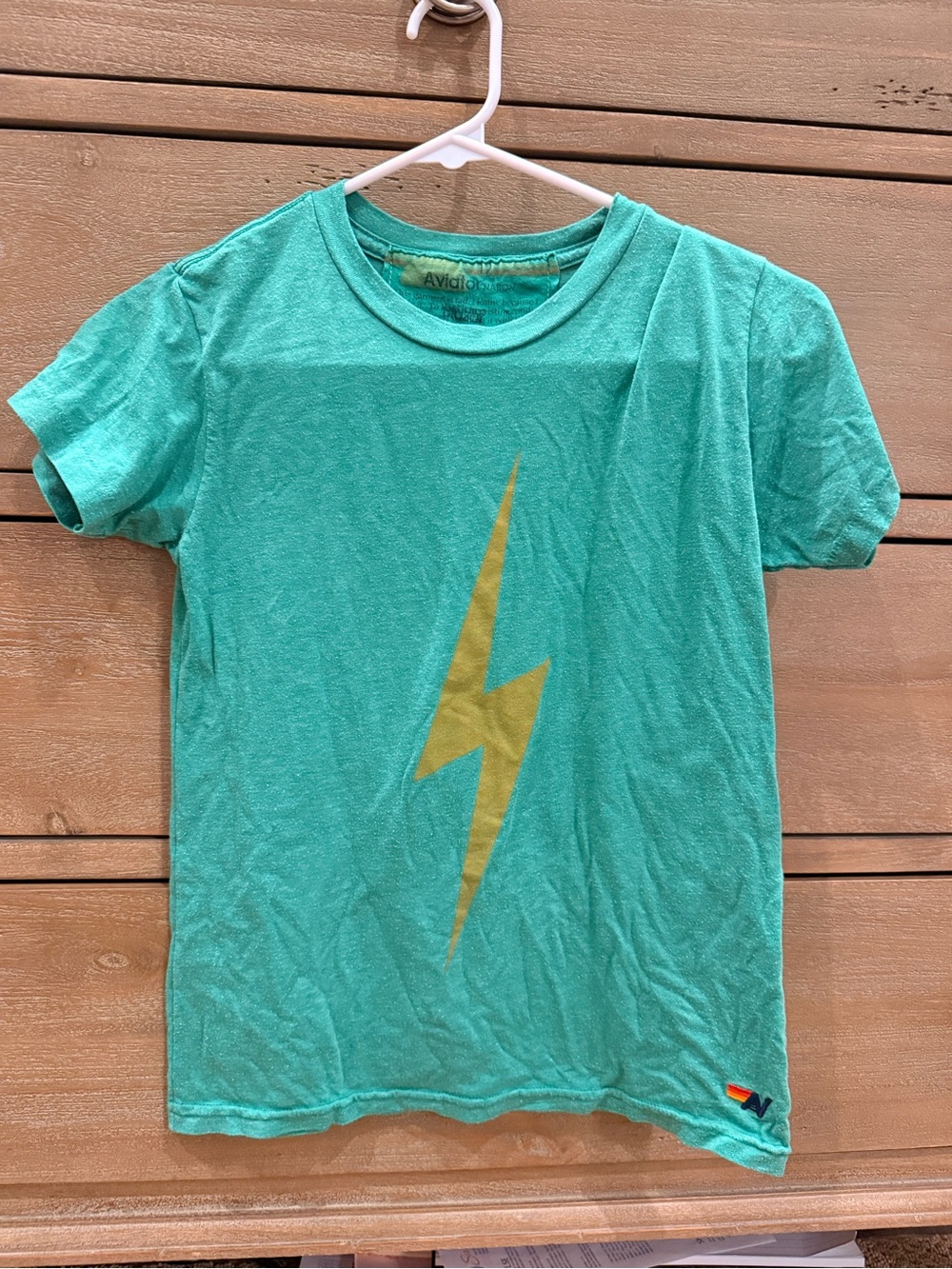 Aviator Nation Kids' Teal Lightning Bolt Graphic Tee size 12